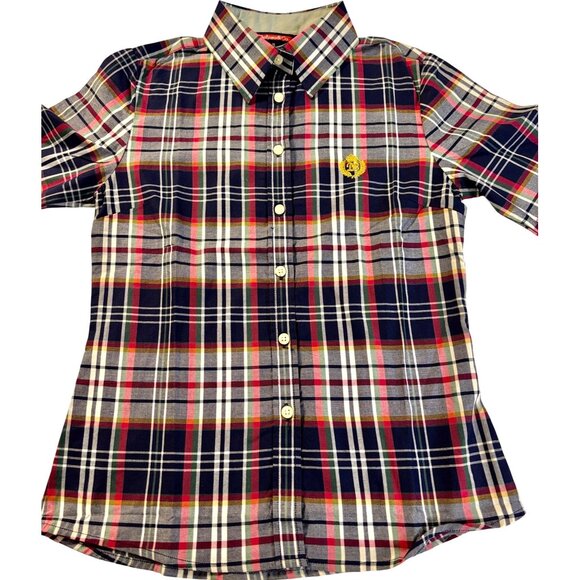 Womens Plaid Button-Up Long Sleeve Shirt Boyfriend Style Classic Collar Multicol - Picture 2 of 7